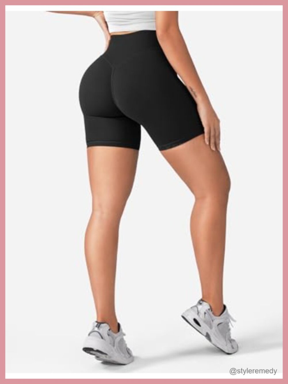 High Waist Tummy Control Hidden Scrunch Biker Shorts 6" Inseam - Picture 4 of 6